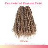 Picture of The BOHOBABE Pre-twisted Passion Twist Crochet Hair 14 Inch Short Pre-looped Crochet Passion Twist Braiding Hair 8 Packs (27#, Honey Blonde)