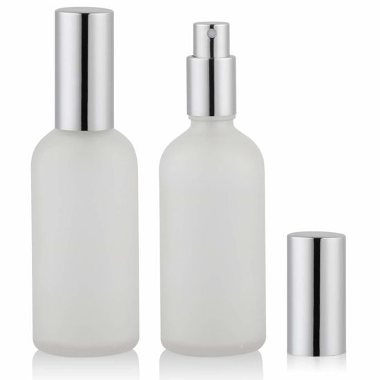 Picture of Empty Frosted Glass Spray Bottle 3.4oz, Perfume Atomizer, Fine Mist Spray (2 PACK)