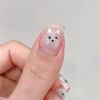 Picture of RUOKEXIN Medium Press on Nails Square Fake Nails Pink Cat Eye Nail Press ons Acrylic False Nails with Cute Cat Designs Glitter Artificial Nails Glossy Glue on Nails Natural Stick on Nails for Women
