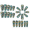 Picture of RUOKEXIN Medium Press on Nails Coffin Fake Nails with Glue Green Acrylic False Nails with Rhinestones Designs Gold Glitter Nails Press ons Marble Pattern Artificial Nails Stick on Nails for Women