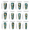 Picture of RUOKEXIN Medium Press on Nails Coffin Fake Nails with Glue Green Acrylic False Nails with Rhinestones Designs Gold Glitter Nails Press ons Marble Pattern Artificial Nails Stick on Nails for Women