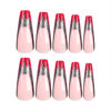 Picture of RUOKEXIN Long Press on Nails Coffin Fake Nails with Nails Glue French Red Tip Acrylic False Nails with Glitter Bat Designs Pink Full Cover Artificial Nails Press Ons Bling Stick on Nails for Women