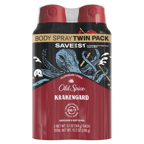 Picture of Old Spice Aluminum Free Body Spray for Men, Krakengard, 5.1 Oz (Pack of 2)