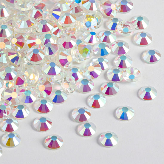 Picture of Beadsland 2880pcs Flat Back Crystal Rhinestones Round Gems for Nail Art and Craft Glue Fix, Transparent AB,SS8,2.3-2.5mm