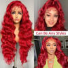 Picture of Avolo Red Lace Front Wigs Human Hair Red Wig Human Hair 13x4 Body Wave Red Human Hair Wigs HD Red Frontal Wigs Human Hair Red Colored Wig Human Hair Glueless Wigs Human Hair 180% Density 20 Inch