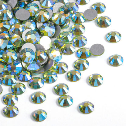 Picture of Beadsland 2880pcs Flat Back Crystal Rhinestones Round Gems for Nail Art and Craft Glue Fix,Peridot AB,SS6,1.9-2.1mm