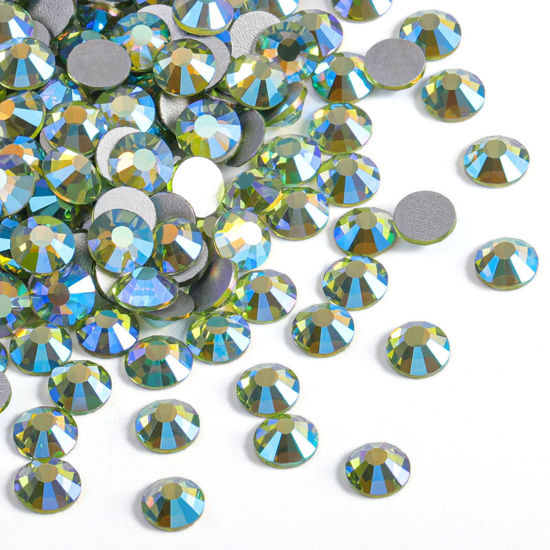 Picture of Beadsland 2880pcs Flat Back Crystal Rhinestones Round Gems for Nail Art and Craft Glue Fix,Peridot AB,SS6,1.9-2.1mm