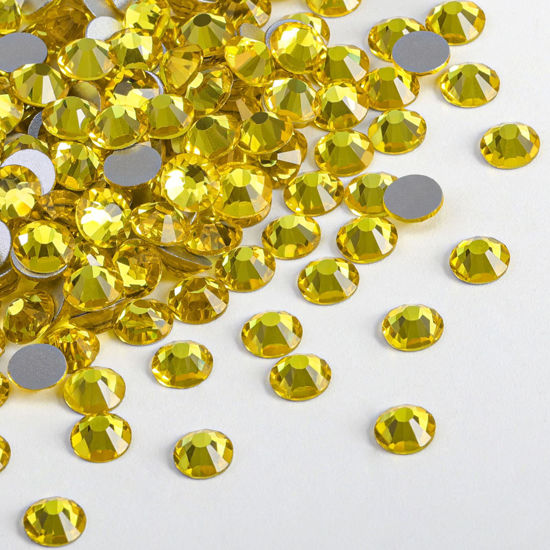 Picture of Beadsland 2880pcs Flat Back Crystal Rhinestones Round Gems for Nail Art and Craft Glue Fix,Lemon Yellow,SS6,1.9-2.1mm
