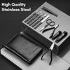 Picture of FAMILIFE Professional Manicure Set, Manicure Kit, Nail Clippers Set, 11 in 1 Stainless Steel Black Pedicure Tool, Nail Kit with Portable Leather Travel Case Luxury Gifts