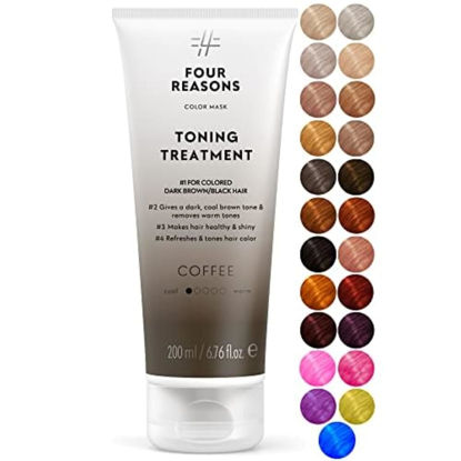 Picture of Four Reasons Color Mask - Coffee - (27 Colors) Toning Treatment, Color Depositing Conditioner, Tone & Enhance Color-Treated Hair - Semi Permanent Hair Dye, Vegan and Cruelty-Free, 6.76 fl oz