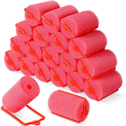 Picture of Geyoga 18 Pieces Sponge Hair Rollers Large Soft Foam Hair Styling Curlers Large Size Hairdressing Curlers for Women(1.4 x 2.6 Inches,Red)