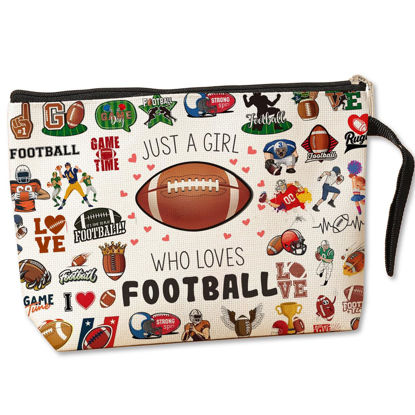 Picture of Football Gifts Football Stuff Football Cosmetic Bag Toiletry Bag Birthday Graduation Funny Makeup Bag Football Player Gifts for Women Teens Girls Girlfriend Football Lover Coach Fan Team Sister Friend