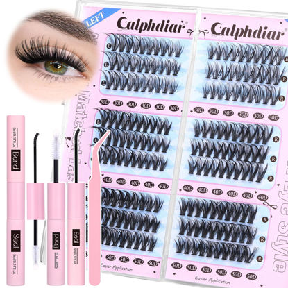 Picture of Wispy Lash Clusters Kit 30D 40D 50D Cluster Eyelash Extensions Cat Eye Lash Extension Kit D Curl Eyelash Clusters Kit 8-18mm Individual Lashes Kit Lash Bond and Seal Lash Tweezers for Lash Extensions