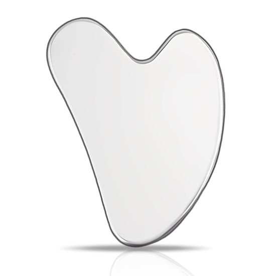 Picture of Contrybox Gua Sha Facial Tools, Stainless Steel Guasha Tool for Face & Body, Gua Sha Tools for Puffiness Reducing & Jawline Sculpting Metal Guasha Tool for Women Self-Skincare, Silver