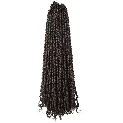 Picture of The BOHOBABE Pre-twisted Passion Twist Crochet Hair 18 Inch Long Brown Pre-looped Crochet Passion Twist Braiding Hair 8 Packs Soft Bohemian Twists (4#)