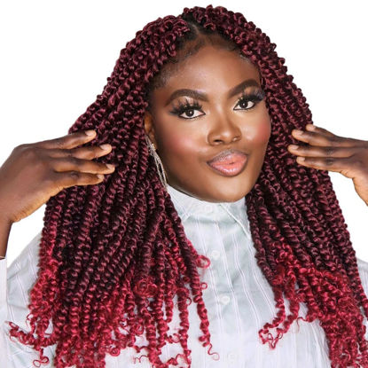 Picture of The BOHOBABE Pre-twisted Passion Twist Crochet Hair 18 Inch Long Pre-looped Crochet Passion Twist Braiding Hair 8 Packs Soft Bohemian Twists (T118)