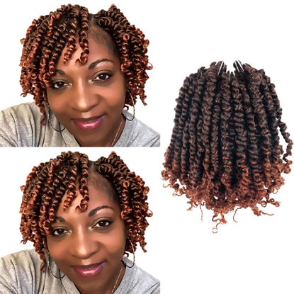 Picture of The BOHOBABE Pre-twisted Passion Twist Crochet Hair 6 Inch Short Pre-looped Crochet Passion Twist Braiding Hair 8 Packs (T350)