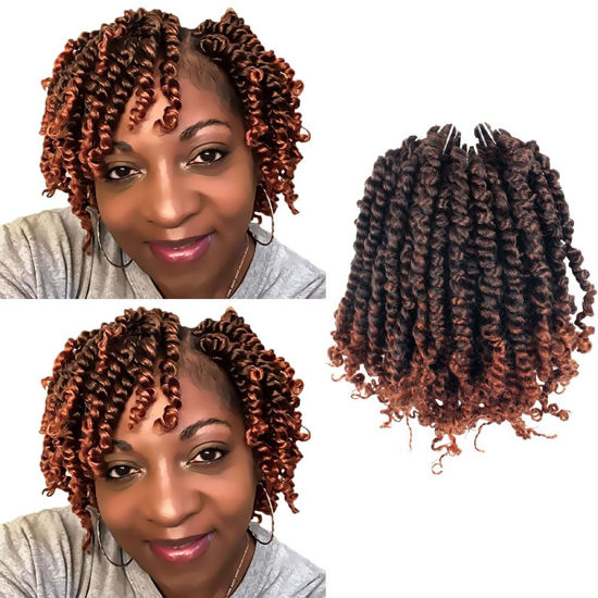 Picture of The BOHOBABE Pre-twisted Passion Twist Crochet Hair 6 Inch Short Pre-looped Crochet Passion Twist Braiding Hair 8 Packs (T350)