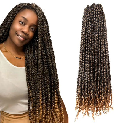 Picture of The BOHOBABE Pre-twisted Passion Twist Crochet Hair 24 Inch Pre-looped Long Crochet Passion Twist Braiding Hair 8 Packs Soft Bohemian Twists (T27)