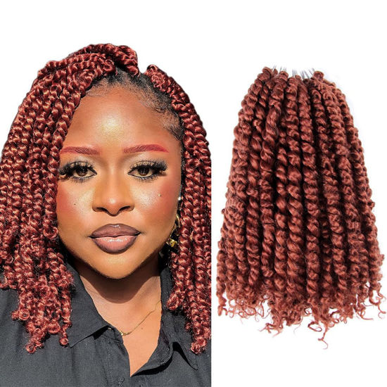 Picture of The BOHOBABE Crochet Passion Twist Hair Pretwisted 12 Inch Short Pre-looped Passion Twist Crochet Braiding Hair 8 Packs(350#)