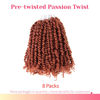 Picture of The BOHOBABE Crochet Passion Twist Hair Pretwisted 12 Inch Short Pre-looped Passion Twist Crochet Braiding Hair 8 Packs(350#)