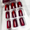 Picture of Wine Red Press on Nails Short Square Acrylic Nails Ombre Glitter Fake Nails Glossy Full Cover Glue on Nails Red Nails Press ons for Shiny Nails Manicure for Women 24Pcs