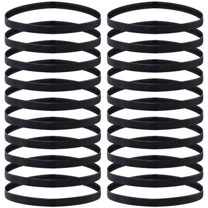 Picture of Duufin 20 Pieces Elastic Sport Headbands Non-Slip Workout Headband Black Sweat Headband Thin Elastic Headband for Women, Men and Girls