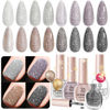 Picture of AZUREBEAUTY Matte Glitter Nail Polish Set Vegan 4 Colors Diamond Platinum Silver Purple Black Nude Nail Polish Quick Dry Natural Nail Strengthening Kit with Top Coat DIY Salon Home