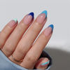 Picture of BTArtboxnails XCOATTIPS French Tip Press On Nails - Blue Press On Nails Short, Almond Fake Nail Tips, 160Pcs Soak Off Soft Gel Acrylic Pink Nail Extension in 16 Sizes