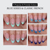 Picture of BTArtboxnails XCOATTIPS French Tip Press On Nails - Blue Press On Nails Short, Almond Fake Nail Tips, 160Pcs Soak Off Soft Gel Acrylic Pink Nail Extension in 16 Sizes