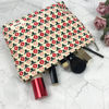 Picture of GUTGNK Corduroy Ladies Cosmetic Bag, Large Capacity Canvas Cosmetic Bag Travel Toiletry Bag Accessories Organizer, Little Red Flower