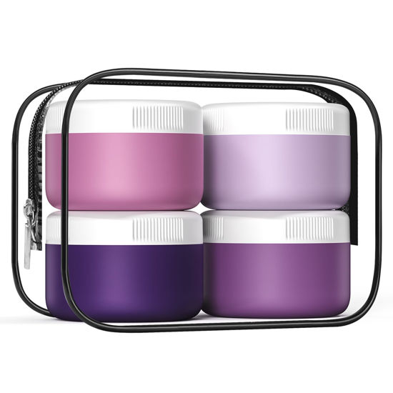 Picture of Kuangre Travel Containers for Toiletries, Silicone Cream Jars BPA Free, TSA Approved 2oz Travel Size Containers, Leak-proof Travel Essentials with Lid for Cosmetic Face Hand Body Cream (4 Pack)