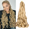 Picture of French Curl Braiding Hair 24 Inch Loose Wavy 8Pack Bouncy Curly Braiding Hair Extensions 75g/Pack #24 Blonde French Curl Synthetic Hair Extensions (#24,8pack,24 inch)