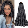 Picture of Luoyudu French Curl Braiding Hair 24 Inch 2 Packs Black Synthetic Loose Wave Bouncy Crochet Hair Pre Stretched 75g/pack Curly Braiding Hair for Black Women Hair Extensions (24inch,2packs,1B)
