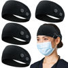 Picture of ABAMERICA Headbands with Button for Mask, Wide Nurses Headbands Non Slip Elastic Ear Protection for Women Men Doctors Sweatband Headband