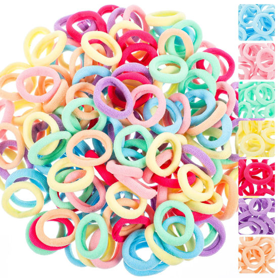 Picture of 150 Pack Soft Seamless Hair Bands and Ponytail Holders - Elastic No Damage Hair Accessories for Girls and Toddlers