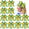 Picture of 12 PCS 8" Large Glitter Cheer Bows Shiny Girl Hair Bows Ponytail Holder Sparkly Green Cheerleading Softball Team Bow Hair Accessories