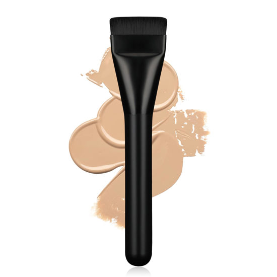 Picture of BEAUTYFACTOR Flat Foundation Brush,Korean Makeup Brush Spatula Facial Brush for Liquid Foundation,Premium Face Makeup Brush for Blending Cream (Black)