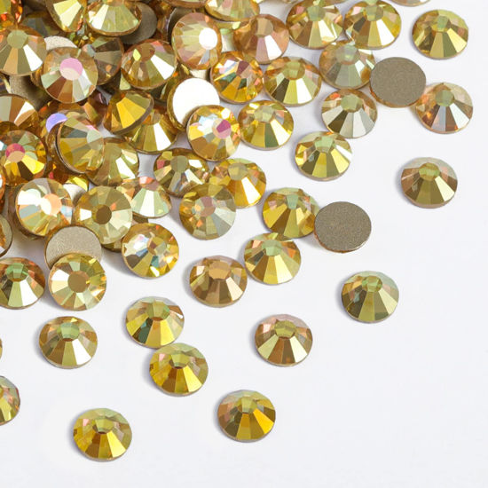 Picture of Beadsland 2880pcs Flat Back Crystal Rhinestones Round Gems for Nail Art and Craft Glue Fix,Metal Sunlight,SS6,1.9-2.1mm