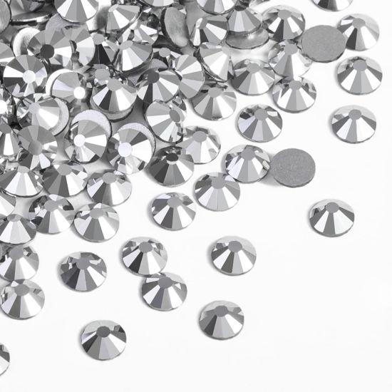 Picture of Beadsland 2880pcs Flat Back Crystal Rhinestones Round Gems for Nail Art and Craft Glue Fix,Silver Hematite,SS10,2.7-2.9mm