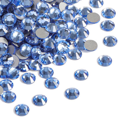 Picture of Beadsland 2880pcs Flat Back Crystal Rhinestones Round Gems for Nail Art and Craft Glue Fix,Light Blue,SS10,2.7-2.9mm