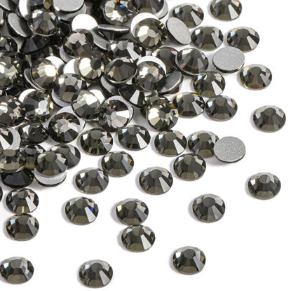 Picture of Beadsland 2880pcs Flat Back Crystal Rhinestones Round Gems for Nail Art and Craft Glue Fix,Black Diamond,SS10,2.7-2.9mm