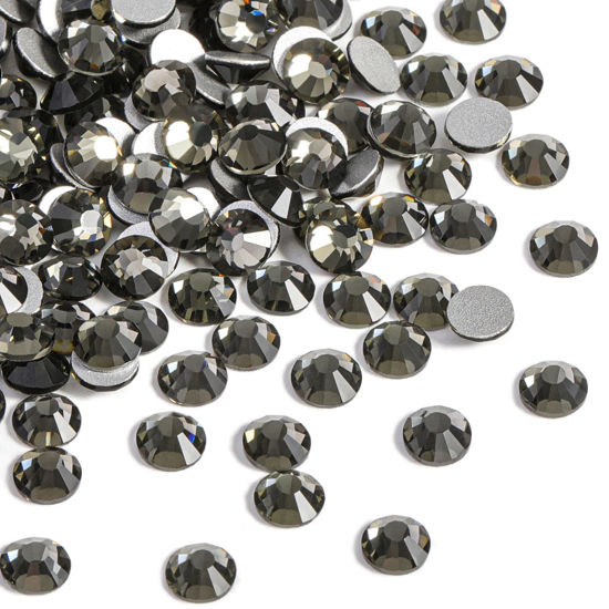 Picture of Beadsland 2880pcs Flat Back Crystal Rhinestones Round Gems for Nail Art and Craft Glue Fix,Black Diamond,SS10,2.7-2.9mm