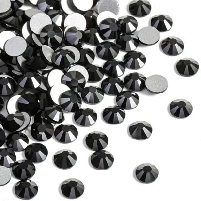 Picture of Beadsland 2880pcs Flat Back Crystal Rhinestones Round Gems for Nail Art and Craft Glue Fix, Jet Hematite,SS10,2.7-2.9mm