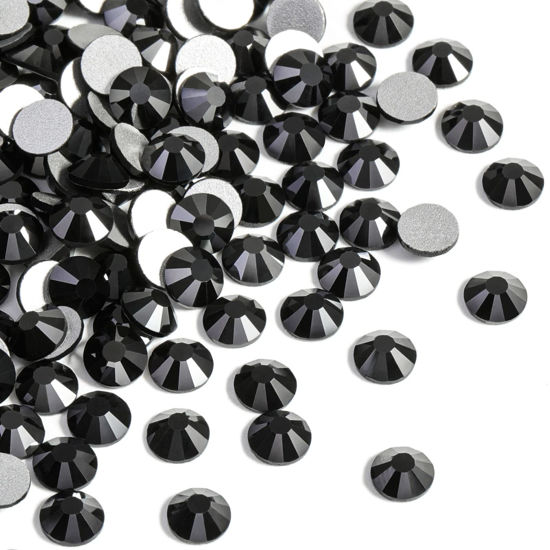 Picture of Beadsland 2880pcs Flat Back Crystal Rhinestones Round Gems for Nail Art and Craft Glue Fix, Jet Hematite,SS10,2.7-2.9mm