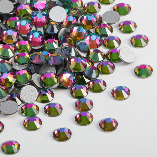 Picture of Beadsland 2880pcs Flat Back Crystal Rhinestones Round Gems for Nail Art and Craft Glue Fix,Green Volcano,SS10,2.7-2.9mm