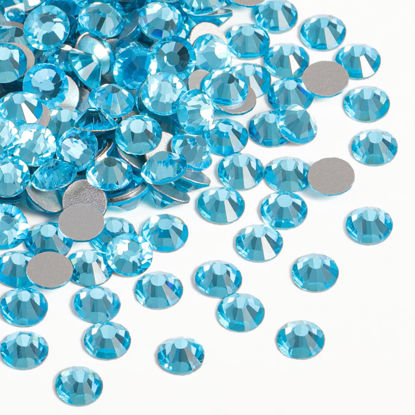 Picture of Beadsland 2880pcs Flat Back Crystal Rhinestones Round Gems for Nail Art and Craft Glue Fix,Aquamarine,SS10,2.7-2.9mm