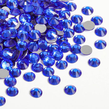 Picture of Beadsland 2880pcs Flat Back Crystal Rhinestones Round Gems for Nail Art and Craft Glue Fix,Sapphire,SS6,1.9-2.1mm