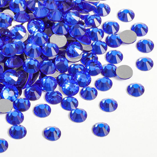 Picture of Beadsland 2880pcs Flat Back Crystal Rhinestones Round Gems for Nail Art and Craft Glue Fix,Sapphire,SS6,1.9-2.1mm