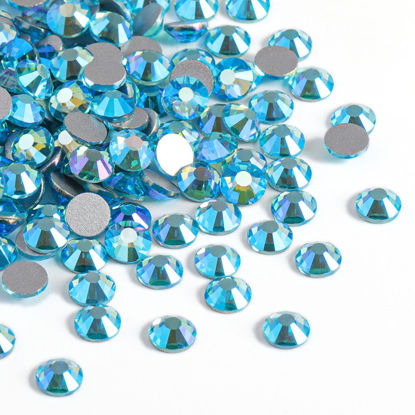 Picture of Beadsland 2880pcs Flat Back Crystal Rhinestones Round Gems for Nail Art and Craft Glue Fix,Aquamarine AB,SS10,2.7-2.9mm